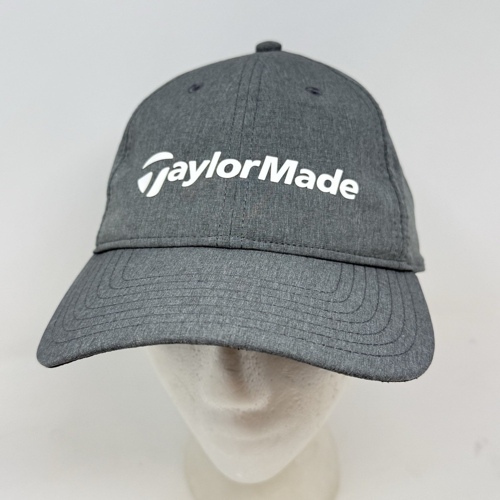 TaylorMade Golf Hat Cap Adjustable Strap Back Gray Vinyl Logos OSFM